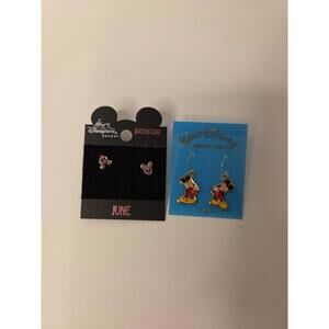 Disneyland Earrings Set Of 2 Mickey & June Birthstone New